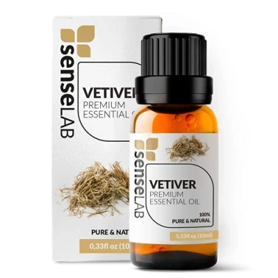 Image of Vetiver Essential Oil Made in India 100% Pure Extract Therapeutic Grade (10 ml)