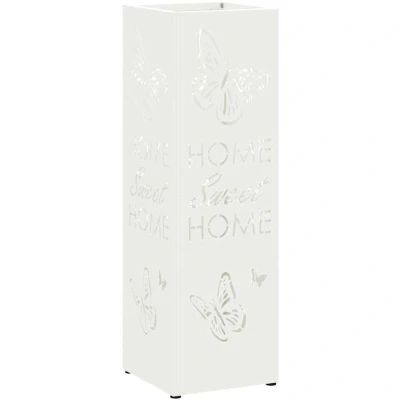 Image of vidaXL Umbrella Stand White Metal Medium Decorative Inlays