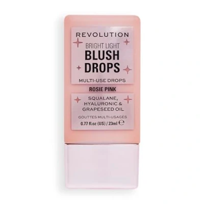 Image of Makeup Revolution, Bright Light Blush Drops with Hyaluronic Acid, Radiant Finish, Pink Rosie, 23ml