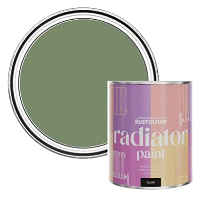 Image of Rust Oleum Green Heat Resistant Radiator Paint in Gloss Finish All 750ml