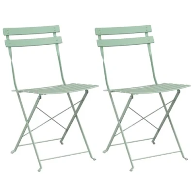 Image of vidaXL Folding Garden Chairs 2 pcs Light Mint Steel