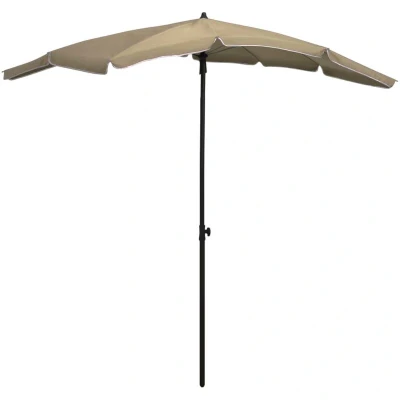 Image of vidaXL Garden Parasol UV Protective Outdoor Umbrella, Crank Open Close, Tilt Function, Durable Steel Pole &amp; Ribs, Taupe 200x130cm