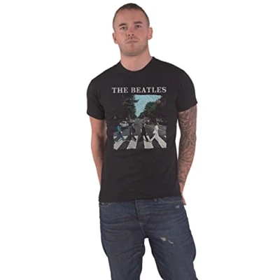 Image of The Beatles T Shirt Abbey Road Crossing Band Logo Official Mens Black XXXXXL