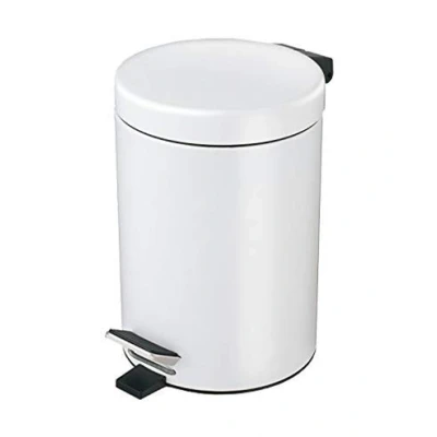 Image of HOMION 3L Litre Round Pedal Bin Stainless Steel Toilet Bath Bathroom Kitchen with Inner Bucket 3 Liter (White)