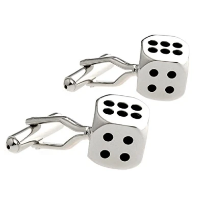 Image of HONEY BEAR Lucky Dice Cufflinks for Men shirt, Stainless Steel Novelty Cuff link Gift