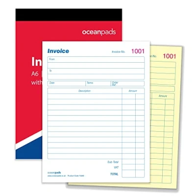Image of Ocean Pads Small Invoice Book Duplicate, A6 105 x 148mm, 2 Part Carbonless (70260)