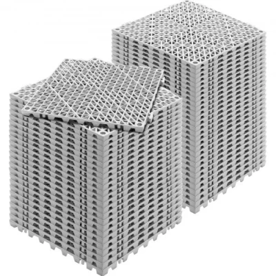 Image of VEVOR Modular Interlocking Cushion, 55 Pack 30 x cm Splicing Drainage Mats, Soft PVC Floor Tiles, Non Slip Holes for Restroom, Bathroom, Kitchen, Pool, Wet, Black