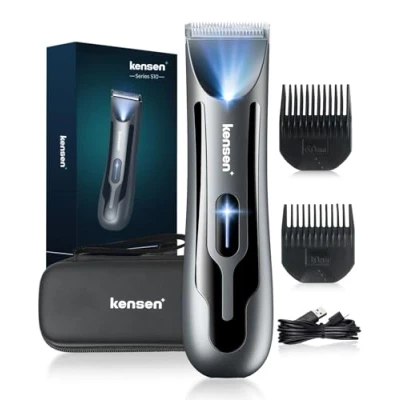 Image of Man.Scape Body Hair Trimmer Men, KENSEN Electric Groin Trimmer, Rechargeable Groomer with Stored Case Private Parts &amp; Pubic Razor, IPX7 Waterproof Wet and Dry Razor (Black)