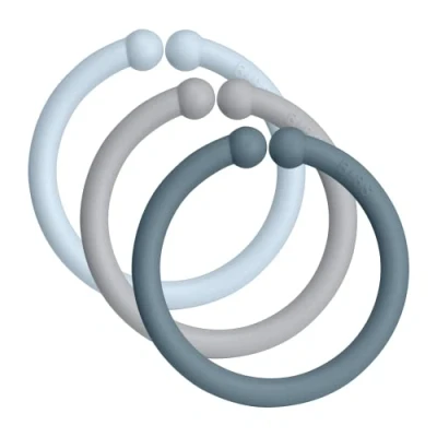 Image of BIBS Loops 12 Pack Baby Links, BPA Free, Food Safe Polypropylene, Cloud/Baby Blue/Petrol