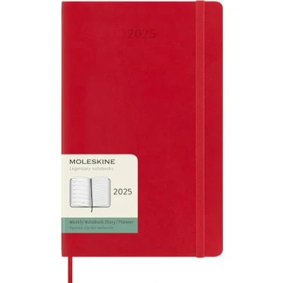 Image of Moleskine Weekly Planner, Agenda with Space for Notes 12 Months 2025, Soft Cover and Elastic Closure, Scarlet Red Color, Large Format 13x21 cm