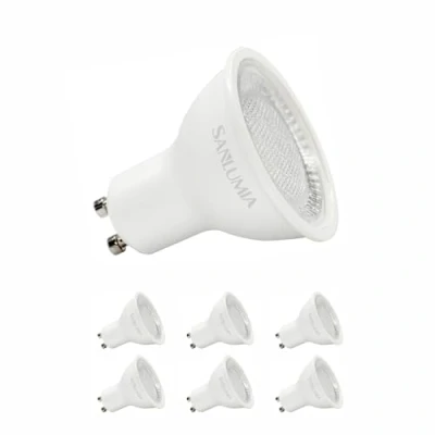 Image of sanlumia 6 X 5W GU10 LED Super Bright Spotlight Bulb 430lm 100 Degree Beam Angle Non Dimmable 50W Halogen Equivalen Frosted Difuser Warm White 3000K