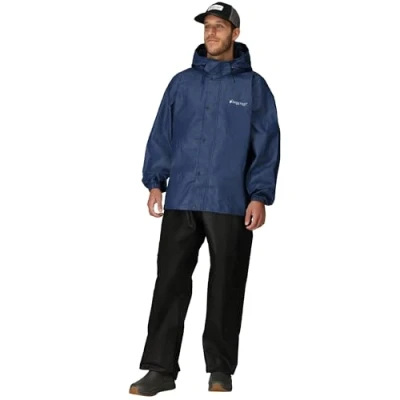 Image of FROGG TOGGS Men&#039;s Classic All Sport Waterproof Breathable Rain Suit, Royal Blue Jacket/Black Pants, X Large