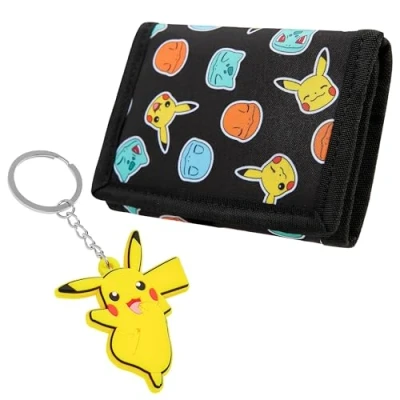 Image of Pokemon Kids Wallet and Key Ring Set, Pikachu Trifold Gift Set
