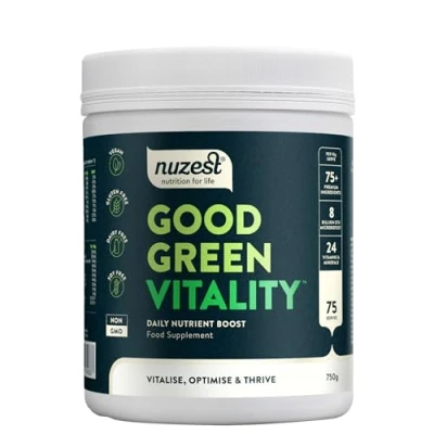Image of Greens Powder by Nuzest Good Green Vitality Filled with Vitamins, Minerals &amp; Superfoods Vegan Multivitamin Drink Gluten Free Dairy 750g 75 Servings