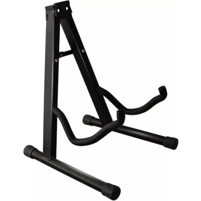 Image of SHOPNIX Guitar Stand, Heavy Duty A Frame, Music Instrument Foldable, Adjustable, Sturdy, Fits All Guitars Acoustic, Electric, Bass, Black