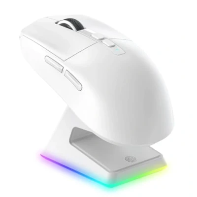 Image of VGN GAMEPOWER ATTACK SHARK X6 SUPERLIGHT Wireless Gaming Mouse with RGB Charging Dock, 49g Ultralight Mice, 26,000 DPI, PixArt PAW3395, 2.4G/USB C Wired/Bluetooth, G502, 200Hrs Battery, White
