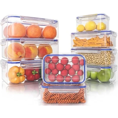 Image of KICHLY Plastic Airtight Food Storage Containers with Lids for Kitchen &amp; Pantry, Leakproof (Blue, Pack of 108)