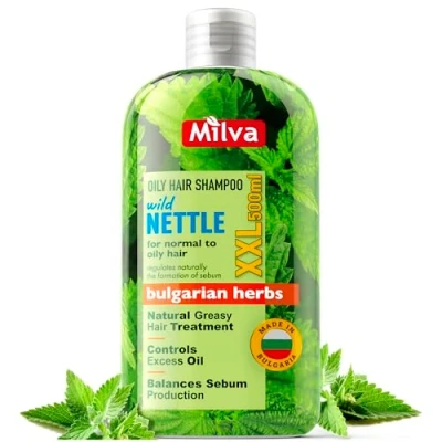 Image of Milva Nettle Shampoo for Greasy Hair 500 ml Natural Clarifying Oily and Roots Remedy, &amp; Scalp Sebum Control, Oil Reducing Volume