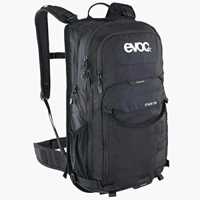 Image of EVOC Stage 18 Technical Cycling Backpack for Bike Tours and Trails (Generous Storage Space, Well Thought Out Pocket Management, Maximum Back Ventilation, Adjustable Shoulder Straps), Black