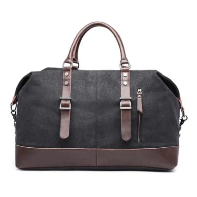 Image of bagwise Canvas Duffle Bag for Travel Water Repellent Weekender Carry On Essentials Sport Gym Men Women (Black)