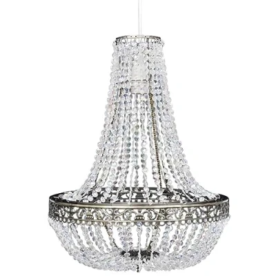 Image of vidaXL Crystal Pendant Chandelier Elegant and Classic Design, Durable Steel Frame, Clear Plastic Crystal, Suitable for Living Room, Dining Foyer Bulb not included