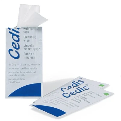 Image of 10 x Cedis Wet Cleaning Wipes, Individually Wrapped, Especially for Hearing Aids and Ear Tips