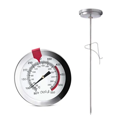 Image of defull 9&quot; Deep Fry Thermometer with Clip Instant Read Dial 9 inch Stainless Steel Stem Meat Cooking for Turkey, BBQ, Grill