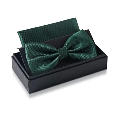 Image of Massi Morino bow tie dark green with handkerchief for men Set Suit men&#039;s wedding Adjustable in