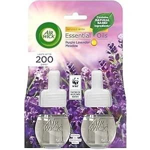 Image of Air Wick Purple Lavender Meadow Plug In Electrical Freshener Refills 19ml Pack of 2 Lasts up to 600 days