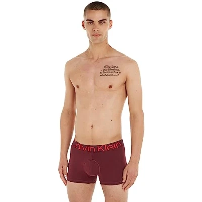 Image of Calvin Klein Men Boxer Short Trunk Stretch Cotton, Red (Tawny Port), S