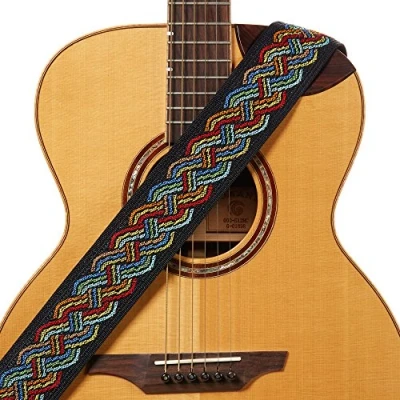 Image of Amumu Celtic Knot Guitar Strap Multi Color Polyester for Acoustic, Electric and Bass Guitars with Blocks &amp; Headstock Tie, Knot, 6