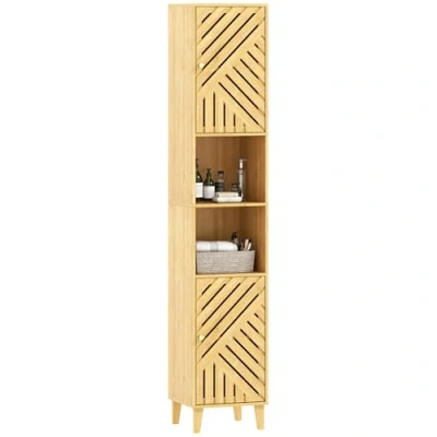 Image of HOMCOM Tall Bathroom Cabinet with Open Compartments and Adjustable Shelves