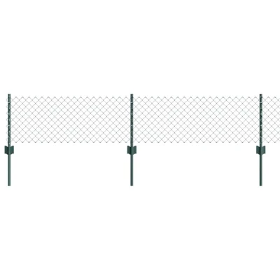 Image of vidaXL Chain Link Fence with 10 U Posts Green 0.4x10 m Steel