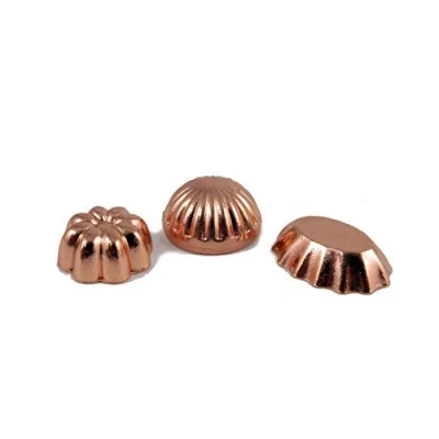 Image of Melody Jane Dolls House Set of 3 Copper Jelly Moulds Miniature 1:12 Kitchen Accessory