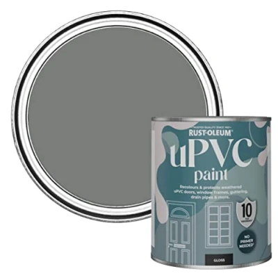Image of Rust Oleum Grey uPVC Door and Window Paint In Gloss Finish Torch 750ml