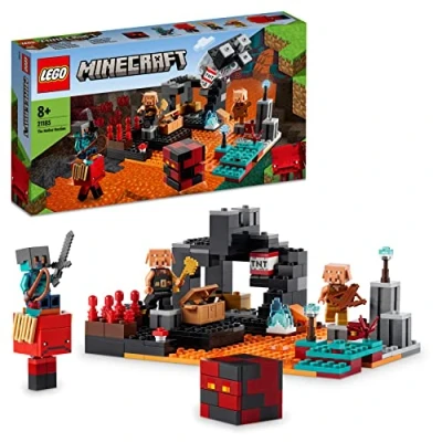Image of LEGO 21185 Minecraft The Nether Bastion Set, Battle Action Toy with Mob, Piglin Brute &amp; Strider Figures, for Kids, Boys and Girls Age 8 Plus