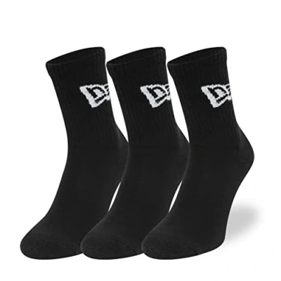 Image of New Era FLAG CREW Socks 3PACK Unisex Socks, Size: 3 5, Black