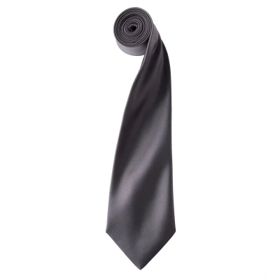 Image of Premier Mens Plain Satin Tie (Narrow Blade) (Dark Grey) One Size