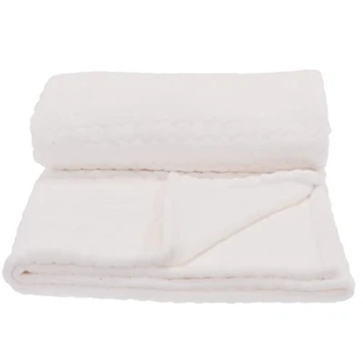 Image of White Plaid Teddy Snug Throw Blanket Super Soft Luxury Fleece Sofa Bed Plush 160 x 130cm
