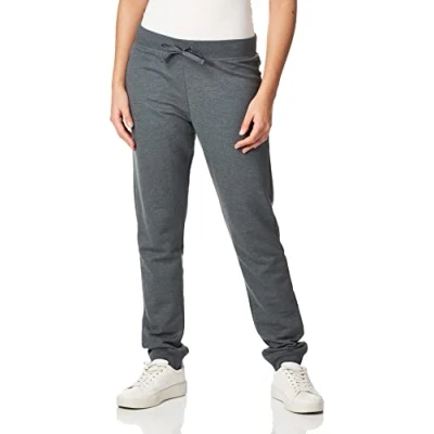 Image of Fruit of the Loom Women&#039;s Crafted Comfort Joggers &amp; Open Bottom Pants Casual, French Terry Black Heather, M