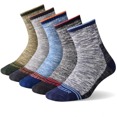 Image of FEIDEER Men&#039;s Hiking Walking Socks, Multi Pack Wicking Cushioned Outdoor Recreation Black/Dark Blue/Green/Gray/Blue, 10 13