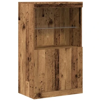 Image of vidaXL rustic sideboard reclaimed wood 2 doors, weathered finish, dining/living room storage, adjustable shelves, brown