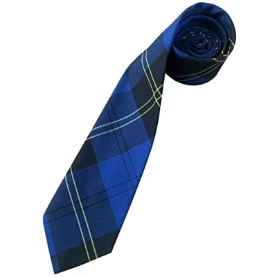 Image of Men&#039;s Wool Blue, Black &amp; Yellow Tartan Check Neck Tie