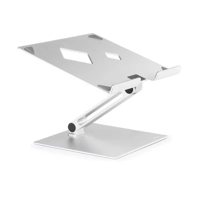 Image of Durable Desktop Laptop Stand Ideal for Laptop/NoteBooks Freely Adjustable Height and Angle Foldable Ergonomic Silver