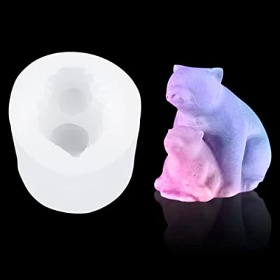 Image of Rolin Roly Polar Bear Resin Mould Candle Silicone Moulds Animal Epoxy Casting Mold 3D Scented Clear Molds DIY for Jewelry Craft Art Making Home Decoration