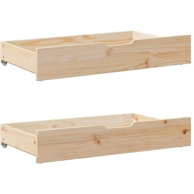 Image of vidaXL Under Bed Drawers with Wheels Solid Pine Wood Storage 90 x 55 16 cm Set of 2 Space Saving Solution for Bedroom, Living Room, and More