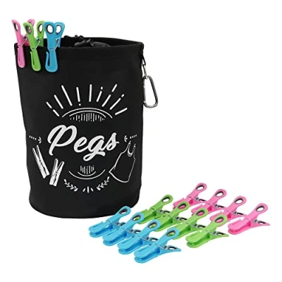 Image of JVL Large Peg Bag with 144 Prism Clip Pegs hooks, Multicolor, (08 040 274)