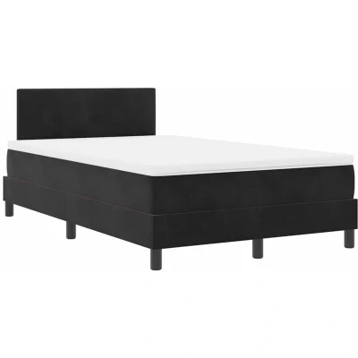 Image of Box Spring Bed with Mattress &amp; led Black 120x200 cm Velvet Vidaxl