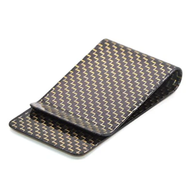 Image of Medifier Carbon Fiber Money Clip Wallet Business Credit Card Cash Glossy Holder L Golden