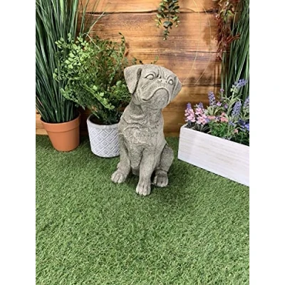 Image of J and L STONE Ornaments GARDEN LARGE DETAILED BOXER DOG GIFT STATUE ORNAMENT